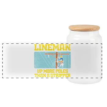 Lineman monte plus de perches qu’un design de strip-teaseur - Boîte à biscuits avec couvercle en bois - blanc - Devant