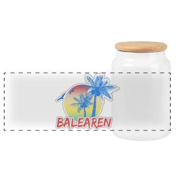 Vacances Îles Baléares - Boîte à biscuits avec couvercle en bois - blanc - Devant