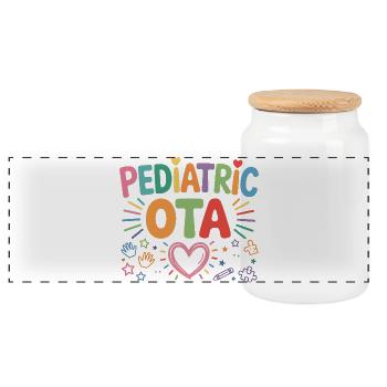 Pediatric OTA Color Explosion - Panoramic Cookie Jar with Wooden Lid - white - Front