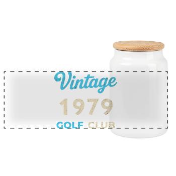 Vintage 1979 Golf Club Retro Geburtsjahr Geschenk - Panorama Keksdose mit Holzdeckel - Weiß - Vorne