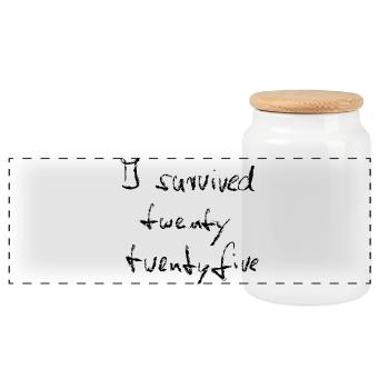 I survived 2025 - Chalk black - Panoramic Cookie Jar with Wooden Lid - white - Front