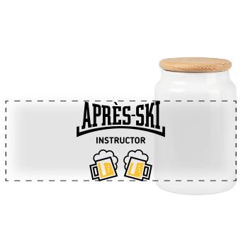 Après-Ski Instructor (Bier Apres Ski Konkav POS3C) - Panorama Keksdose mit Holzdeckel - Weiß - Vorne