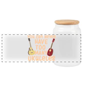 You Can Never Have Too Many Ukuleles Music Art - Panoramic Cookie Jar with Wooden Lid - white - Front
