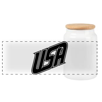Logo USA - variable de couleur - Boîte à biscuits avec couvercle en bois - blanc - Devant