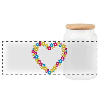 Herz Blumen Retro Look - Panorama Keksdose mit Holzdeckel - Weiß - Vorne