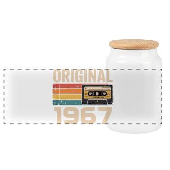 Originales 1967er Retro-Jubiläum 1967 - Panorama Keksdose mit Holzdeckel - Weiß - Vorne