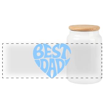Best Dad Heart Design - Panoramic Cookie Jar with Wooden Lid - white - Front