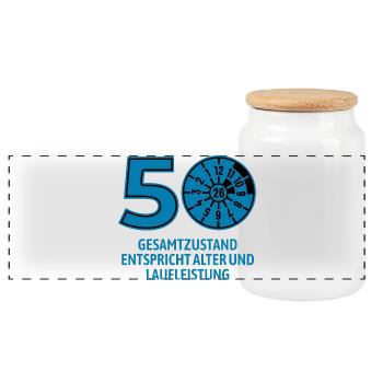 HU February 2026 - 50 Years - Birthday Gift - Panoramic Cookie Jar with Wooden Lid - white - Front