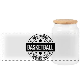 Basketball / Basketball / Basktet-Ball / Sports - Panoramic Cookie Jar with Wooden Lid - white - Front