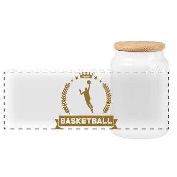 Basketball / Basketball / Basktet-Ball / Sports - Panoramic Cookie Jar with Wooden Lid - white - Front