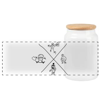 Doodle Core - Panoramic Cookie Jar with Wooden Lid - white - Front