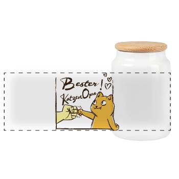 Cat Grandpa Gift Cats Grandpa Cat Lover - Panoramic Cookie Jar with Wooden Lid - white - Front