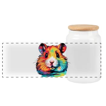 Portrait du hamster de l’explosion en couleur - Boîte à biscuits avec couvercle en bois - blanc - Devant