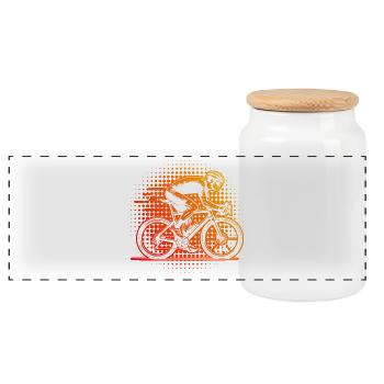 Road Bike Vibes for Road Bike - Panoramic Cookie Jar with Wooden Lid - white - Front