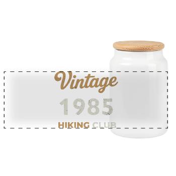 Vintage 1985 – Sailing Club Retro Birth Year - Panoramic Cookie Jar with Wooden Lid - white - Front