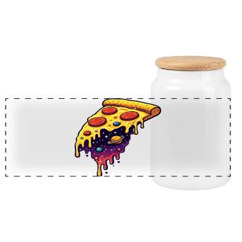 Cosmic pizza slice - Panoramic Cookie Jar with Wooden Lid - white - Front