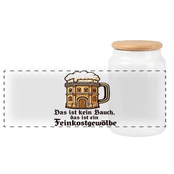 Bierkrug Bauwerk Humor - Panorama Keksdose mit Holzdeckel - Weiß - Vorne