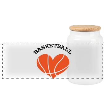 Basketball / Basketball / Basktet-Ball / Sports - Panoramic Cookie Jar with Wooden Lid - white - Front