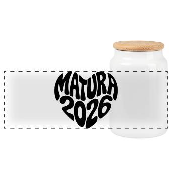 Matura 2026 Herz - Panorama Keksdose mit Holzdeckel - Weiß - Vorne