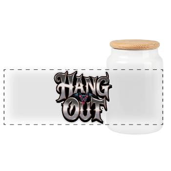 Hang Out Bat Horror Saying For Dark - Panoramic Cookie Jar with Wooden Lid - white - Front