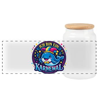 Karneval Wortspiel Jecke Lustig Geschenk 5. Jahres - Panorama Keksdose mit Holzdeckel - Weiß - Vorne