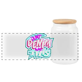 Ne me faites pas ça en denim - Boîte à biscuits avec couvercle en bois - blanc - Devant