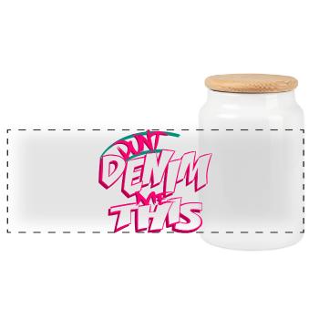 Ne me faites pas ça en denim - Boîte à biscuits avec couvercle en bois - blanc - Devant