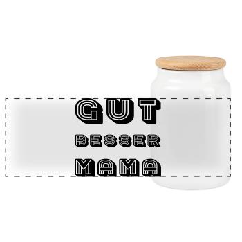 GOOD BETTER MOM - Panoramic Cookie Jar with Wooden Lid - white - Front