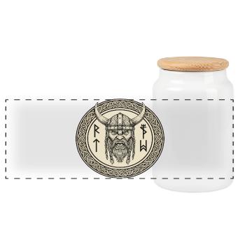 Wikinger Viking Legende Seemann Odin Rabe Kämpfer - Panorama Keksdose mit Holzdeckel - Weiß - Vorne
