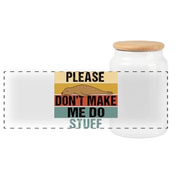 Please Don’t Make Me Do Stuff Sea Lion Retro - Panoramic Cookie Jar with Wooden Lid - white - Front