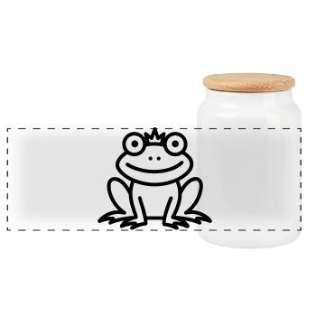 Frosch - Panorama Keksdose mit Holzdeckel - Weiß - Vorne
