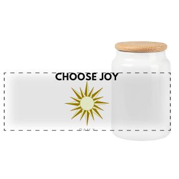 Wählen Sie Joy Daily Minimal Sun Quote Design - Panorama Keksdose mit Holzdeckel - Weiß - Vorne
