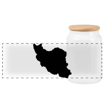 Iran Silhouette - Panoramic Cookie Jar with Wooden Lid - white - Front