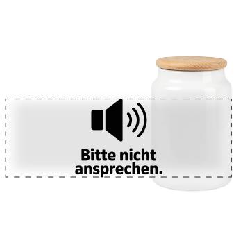 Bitte nicht ansprechen Meme T-Shirt - Panorama Keksdose mit Holzdeckel - Weiß - Vorne