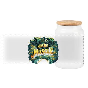Effort pour la motivation de la salle de muscule Entraînement de fitness - Boîte à biscuits avec couvercle en bois - blanc - Devant