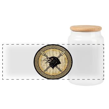 Viking Viking Legend Sailor Odin Raven Fighter - Panoramic Cookie Jar with Wooden Lid - white - Front