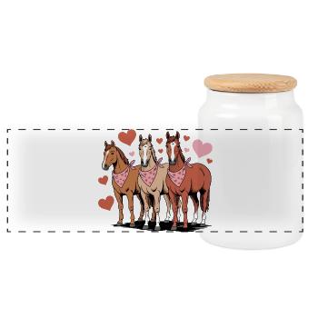 Les chevaux aiment la Saint-Valentin Heart Equestrian - Boîte à biscuits avec couvercle en bois - blanc - Devant