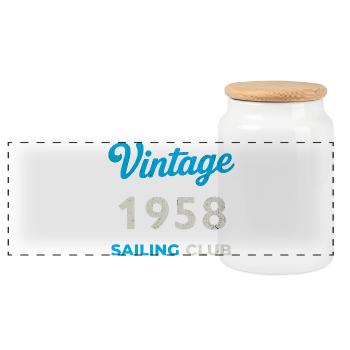 Vintage 1958 – Sailing Club Retro Birth Year - Panoramic Cookie Jar with Wooden Lid - white - Front
