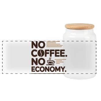Pas de café, pas d’économie - Business Kaffee - Boîte à biscuits avec couvercle en bois - blanc - Devant