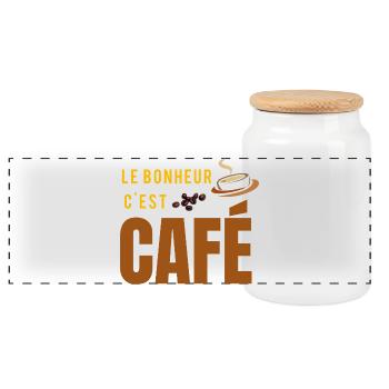 Le bonheur c’est café - Boîte à biscuits avec couvercle en bois - blanc - Devant