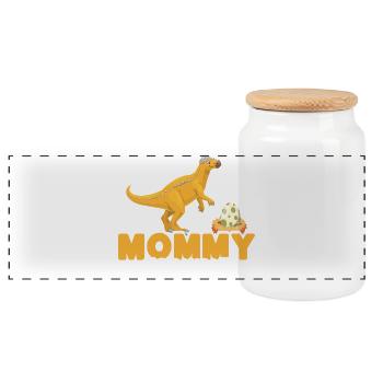 Costume de maman dinosaure pour la fête des mères - Boîte à biscuits avec couvercle en bois - blanc - Devant