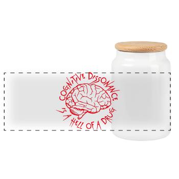 Cognitive Dissonance Is A Hell Of A Drug Spruch - Panorama Keksdose mit Holzdeckel - Weiß - Vorne