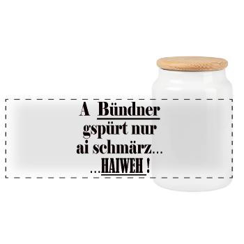 Graubünden only knows ai schmärz Haiweh - Panoramic Cookie Jar with Wooden Lid - white - Front