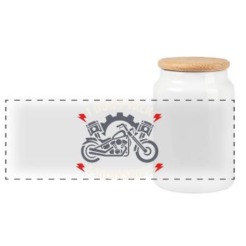 Why we ride motorcycles, - Panoramic Cookie Jar with Wooden Lid - white - Front