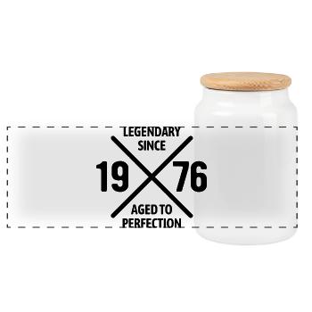 Legendary since 1976 | Aged to perfection - Panorama Keksdose mit Holzdeckel - Weiß - Vorne
