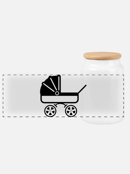 Pram stroller - Panoramic Cookie Jar with Wooden Lid - white