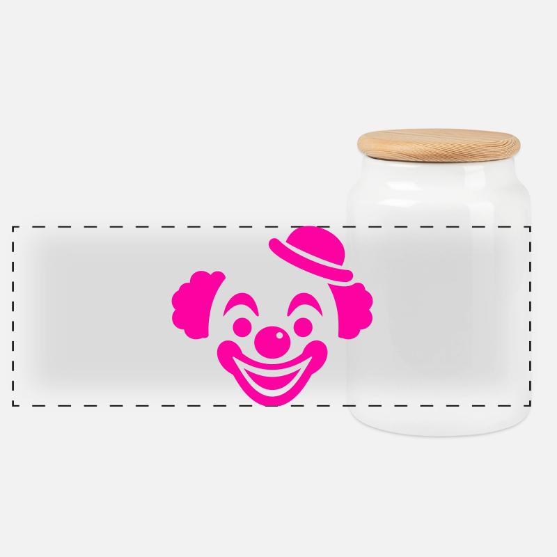 Pink Clown Motiv - Panorama Keksdose mit Holzdeckel - Weiß