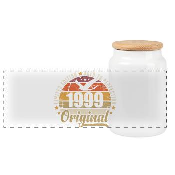 1999 Birthday Gift 1999 Original 1999 - Panoramic Cookie Jar with Wooden Lid - white - Front