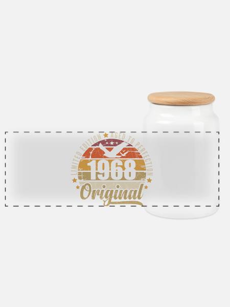 Geburtstagsgeschenk 1968 1968 Original 1968 - Panorama Keksdose mit Holzdeckel - Weiß
