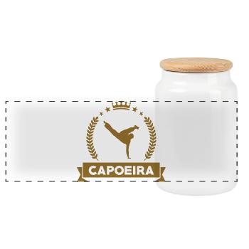 Capoeira - Combat - Danse - Boîte à biscuits avec couvercle en bois - blanc - Devant